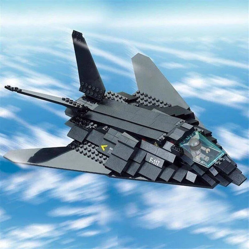 Building Blocks MOC Military Stealth Bomber Jet F - 117 Aircraft Bricks Toys - 2