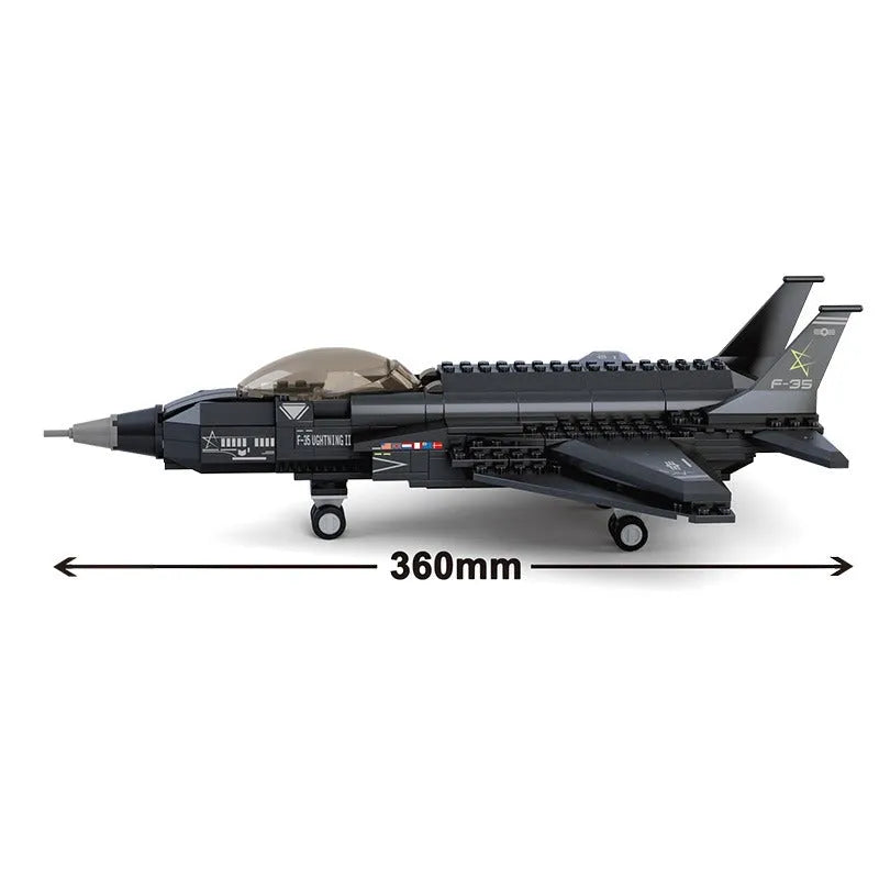 Building Blocks MOC Military Stealth Fighter Jet F - 35 Aircraft Bricks Toys - 2