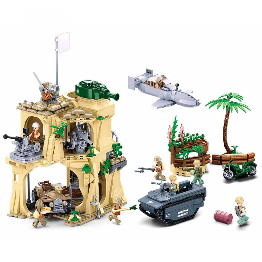 MOC Military WW2 Battle Of Iwo Jima Army Bricks Toy