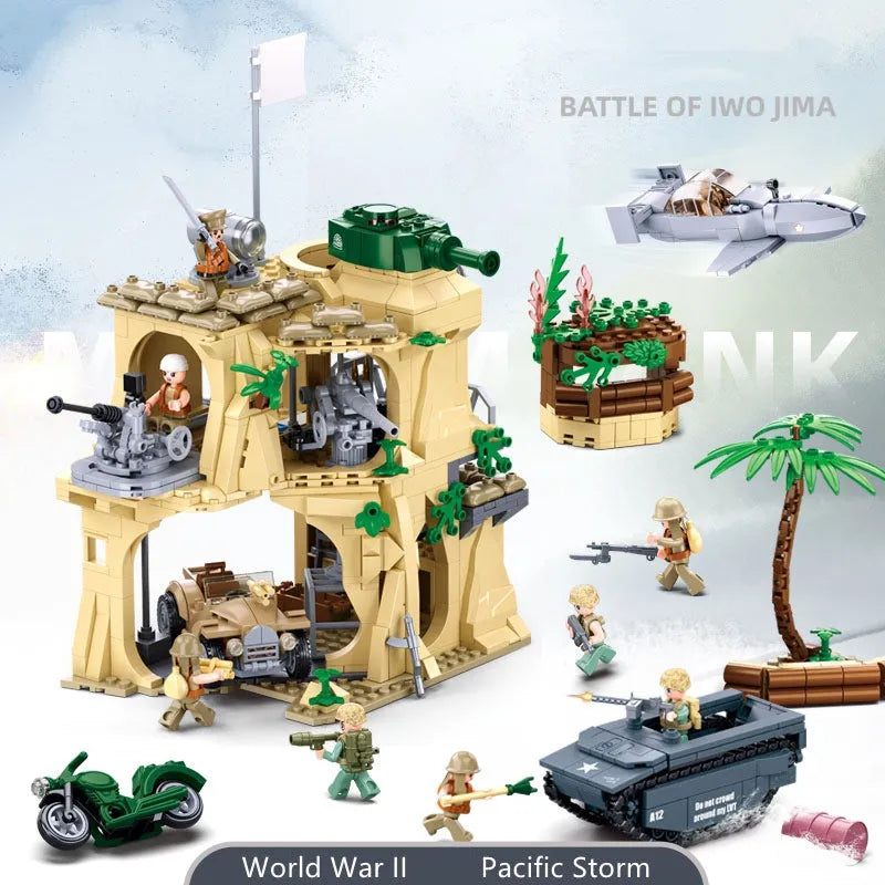 Building Blocks MOC Military WW2 Battle Of Iwo Jima Army Bricks Toy - 3
