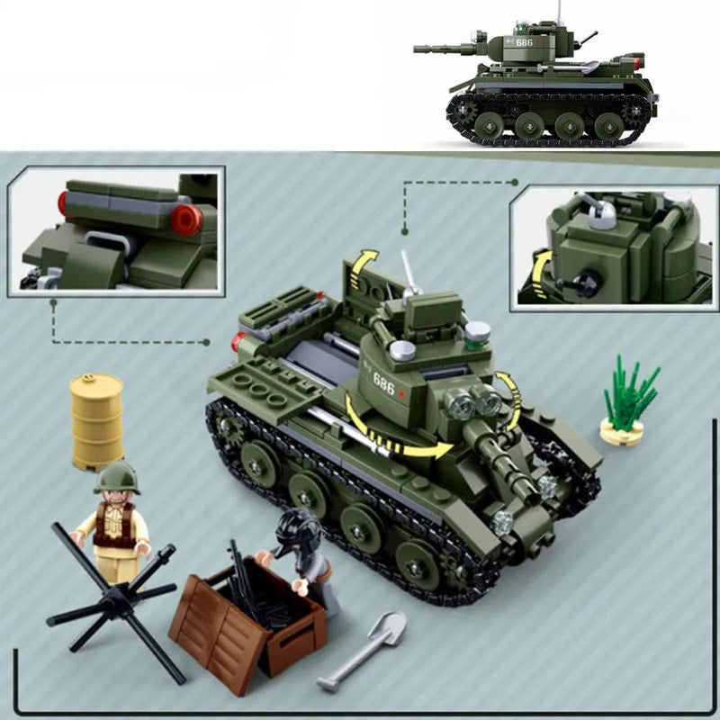 Building Blocks MOC Military WW2 BT7 Fast Tank Bricks Toys - 3