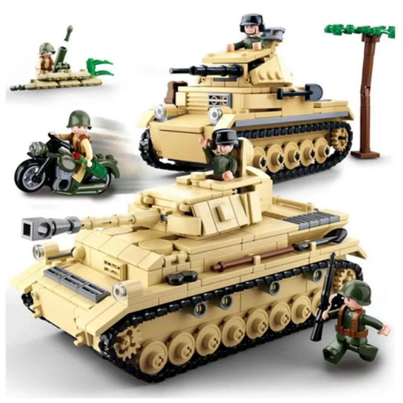 Building Blocks MOC Military WW2 German Panzer IV Tank Kids Bricks Toys - 6