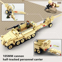 Thumbnail for Building Blocks MOC Military WW2 Half Track Cannon Truck Bricks Toy - 6