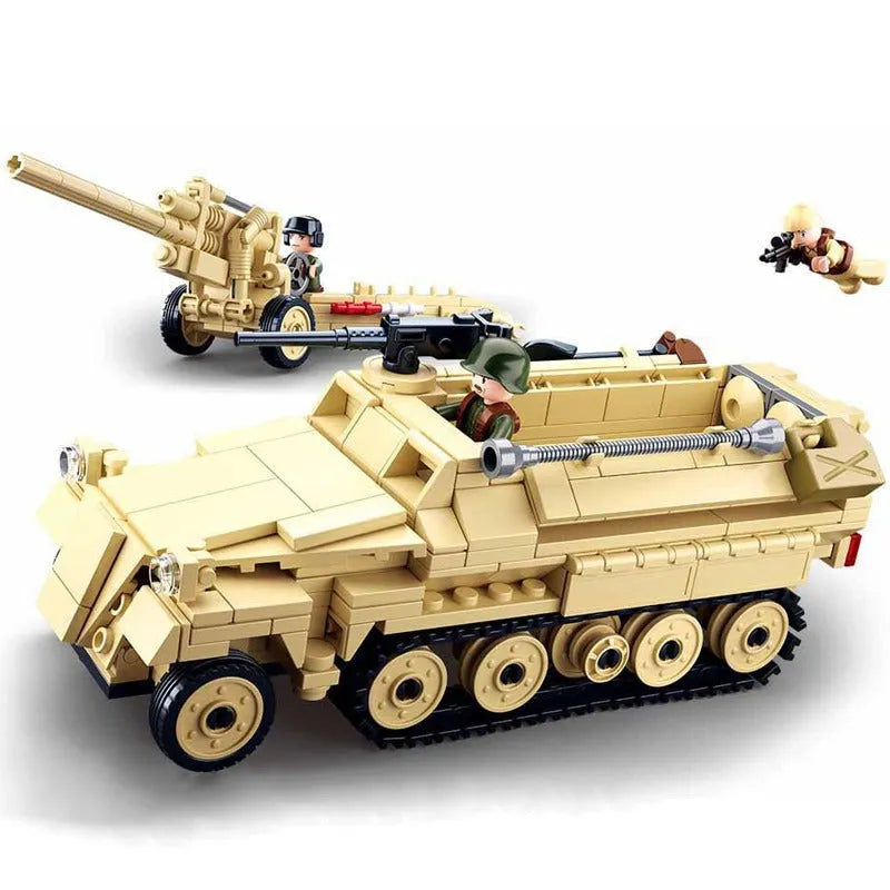 Building Blocks MOC Military WW2 Half Track Cannon Truck Bricks Toy - 1