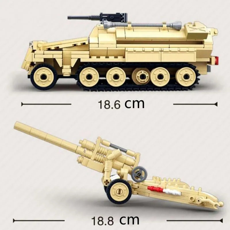 Building Blocks MOC Military WW2 Half Track Cannon Truck Bricks Toy - 5