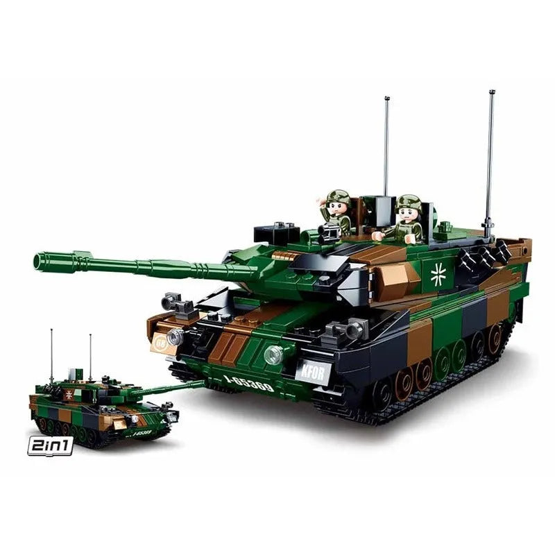 Building Blocks MOC Military WW2 Leopard 2A5 Tank Bricks Toys - 1