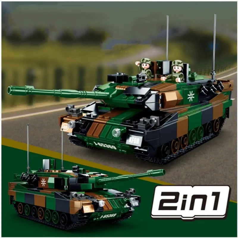 Building Blocks MOC Military WW2 Leopard 2A5 Tank Bricks Toys - 2
