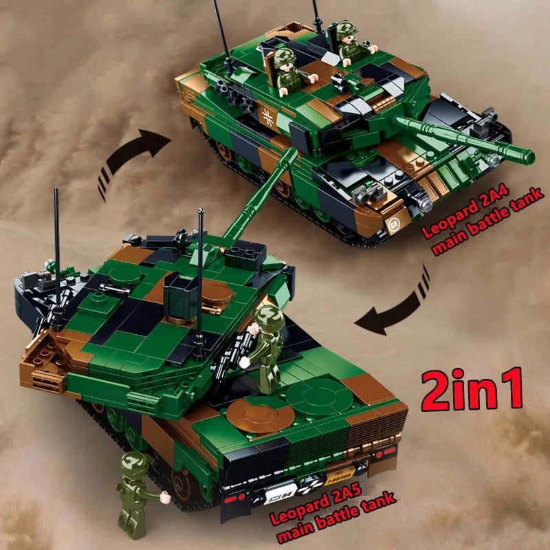Building Blocks MOC Military WW2 Leopard 2A5 Tank Bricks Toys - 5