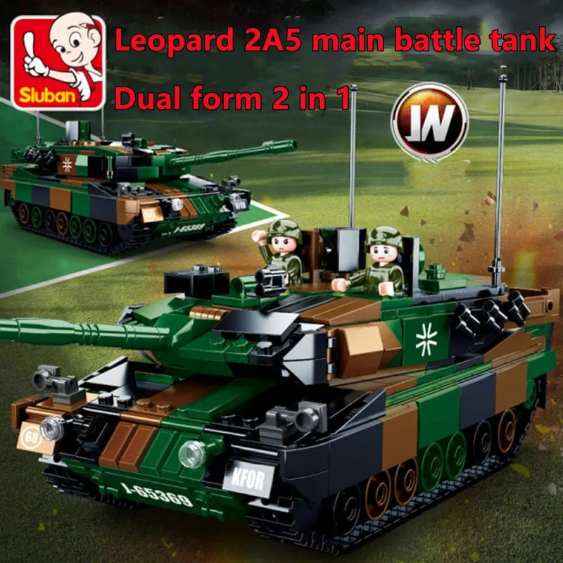 Building Blocks MOC Military WW2 Leopard 2A5 Tank Bricks Toys - 7