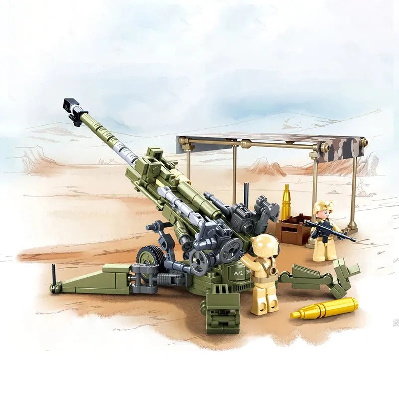 Building Blocks MOC Military WW2 M777 Light Artillery Gun Bricks Toy - 7