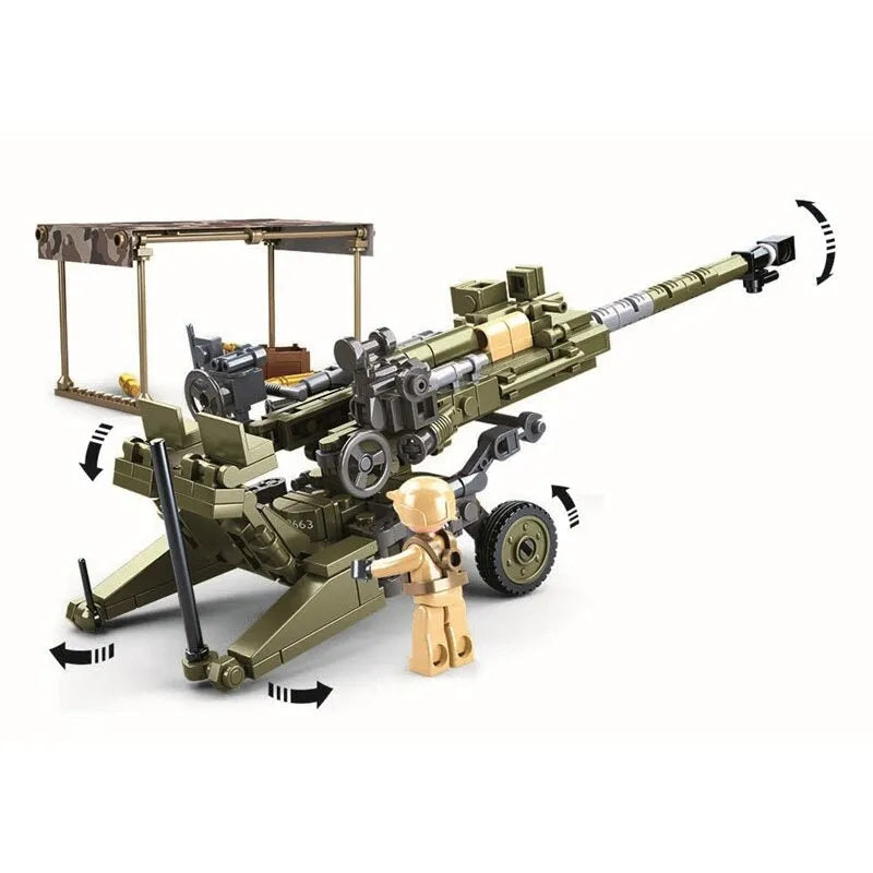 Building Blocks MOC Military WW2 M777 Light Artillery Gun Bricks Toy - 3