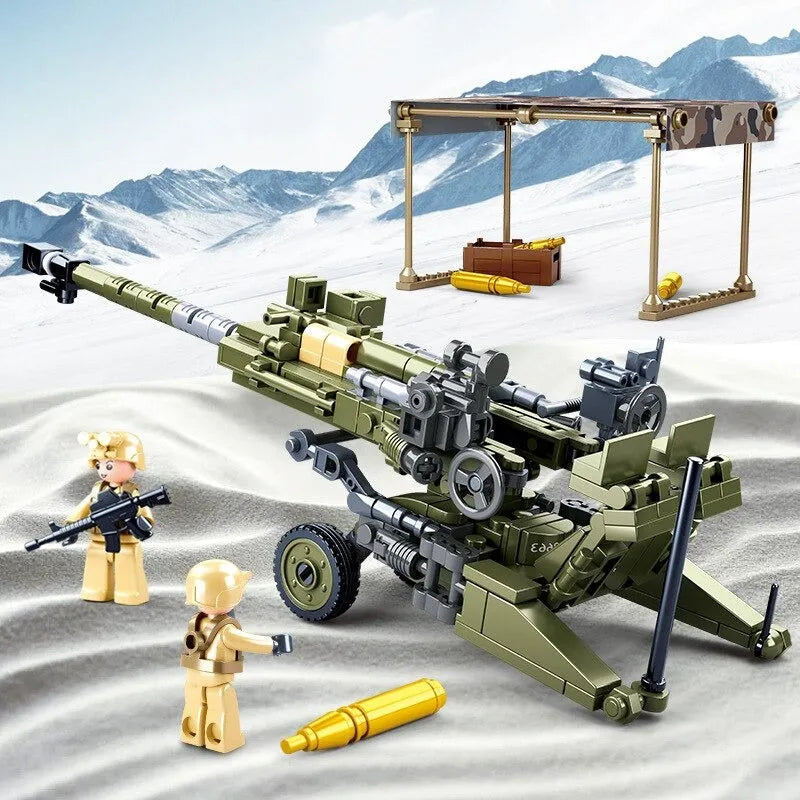 Building Blocks MOC Military WW2 M777 Light Artillery Gun Bricks Toy - 5
