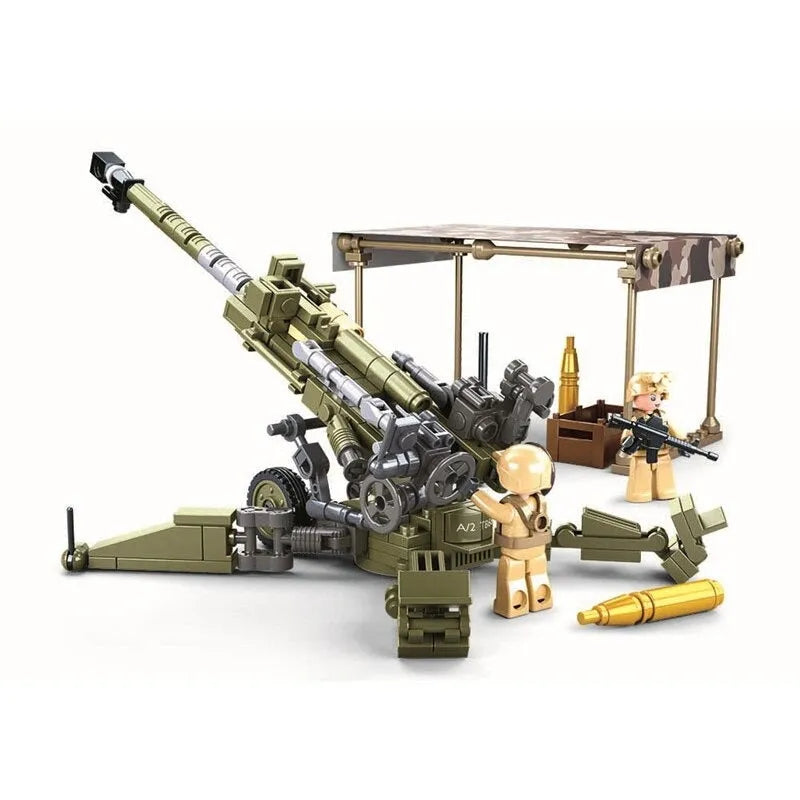 Building Blocks MOC Military WW2 M777 Light Artillery Gun Bricks Toy - 2