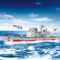 Thumbnail for Building Blocks MOC Military WW2 NAVY Cruiser Warship Bricks Kids Toy - 4