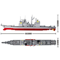 Thumbnail for Building Blocks MOC Military WW2 NAVY Cruiser Warship Bricks Kids Toy - 3