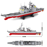 Thumbnail for Building Blocks MOC Military WW2 NAVY Cruiser Warship Bricks Kids Toy - 1