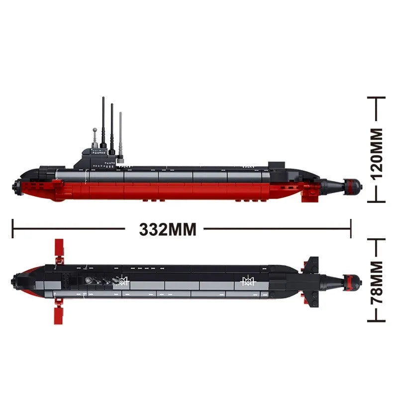 Building Blocks MOC Military WW2 Navy Nuclear Submarine Bricks Toy - 3