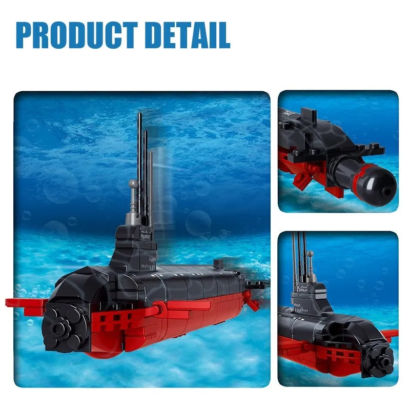 Building Blocks MOC Military WW2 Navy Nuclear Submarine Bricks Toy - 5