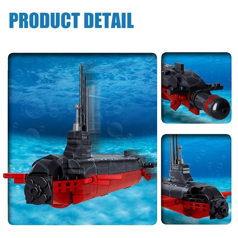 MOC Military WW2 Navy Nuclear Submarine Building Blocks moc-military-ww2-navy-nuclear-submarine-building-blocks