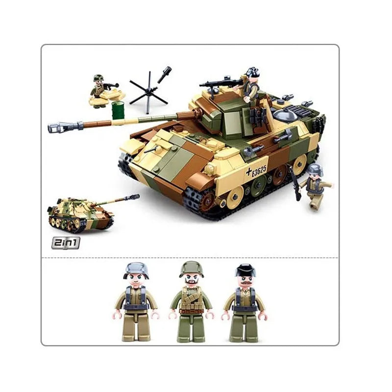 Building Blocks MOC Military WW2 Panther G Medium Tank Bricks Toys Construction Set Toys - 7