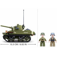 Thumbnail for Building Blocks MOC Military WW2 US Army M5 Stuart Tank Bricks Toys - 6