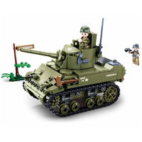 Thumbnail for Building Blocks MOC Military WW2 US Army M5 Stuart Tank Bricks Toys Construction Set Toys - 1