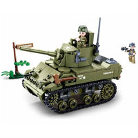 Thumbnail for Building Blocks MOC Military WW2 US Army M5 Stuart Tank Bricks Toys - 1