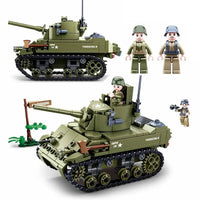 Thumbnail for Building Blocks MOC Military WW2 US Army M5 Stuart Tank Bricks Toys - 2
