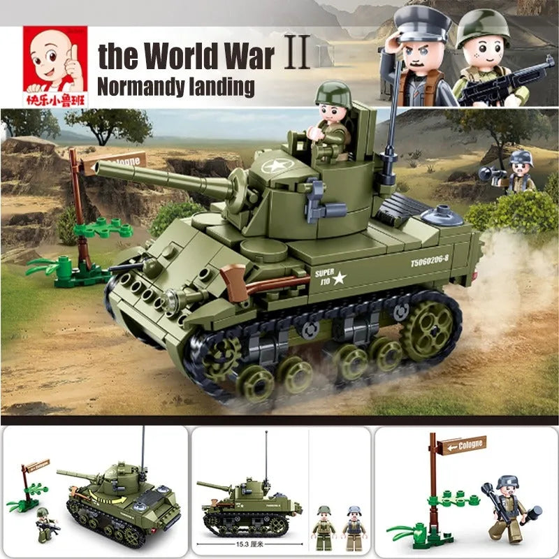 Building Blocks MOC Military WW2 US Army M5 Stuart Tank Bricks Toys - 7