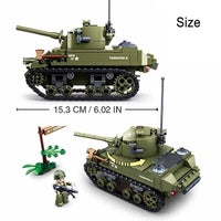 Thumbnail for Building Blocks MOC Military WW2 US Army M5 Stuart Tank Bricks Toys - 3