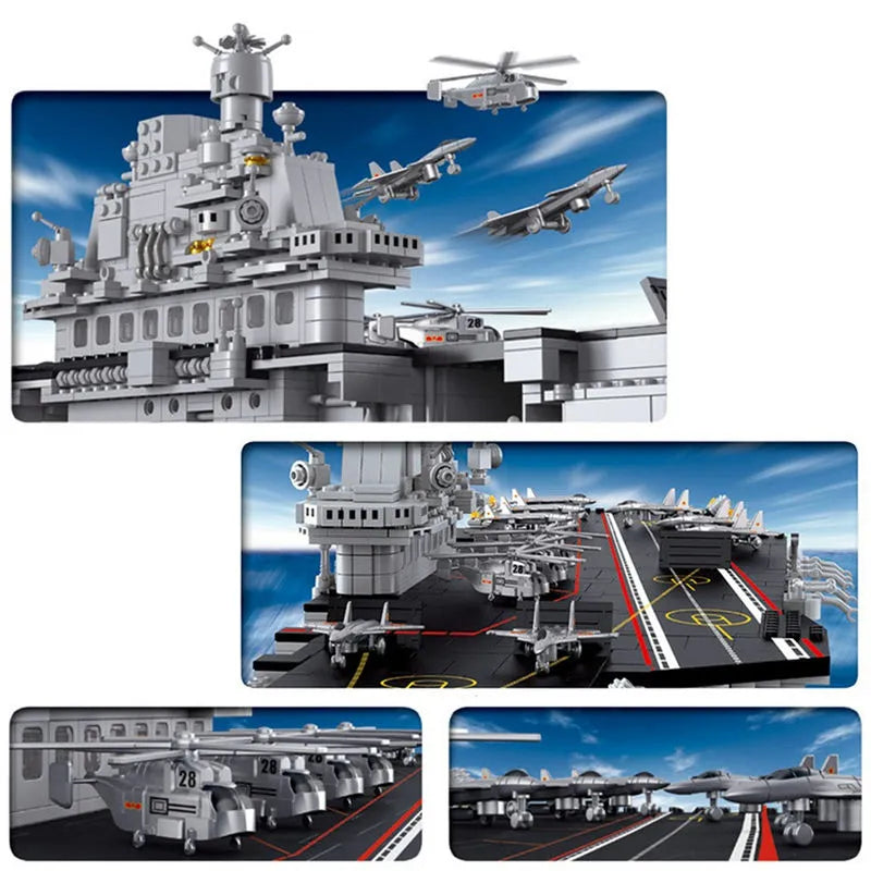 Building Blocks MOC WW2 Aircraft Carrier Warship Bricks Toys - 4