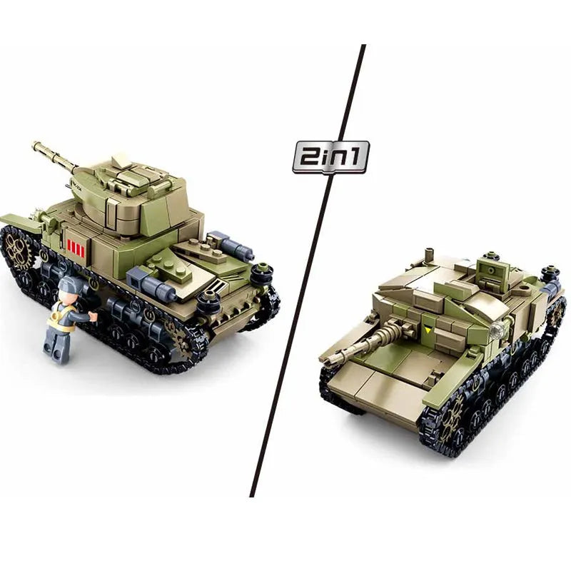 Building Blocks MOC WW2 Military Battle M13/40 Tank Bricks Toy Construction Set Toys - 2