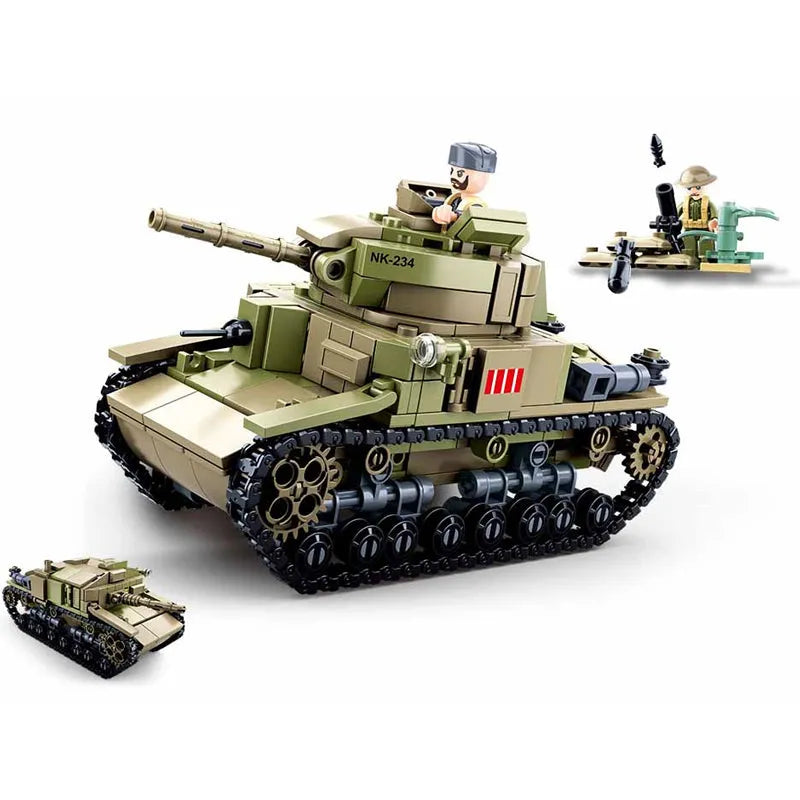 Building Blocks MOC WW2 Military Battle M13/40 Tank Bricks Toy - 1