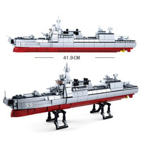 Thumbnail for Building Blocks MOC WW2 Navy 055 Destroyer Cruiser Warship Bricks Toy Construction Set Toys - 1