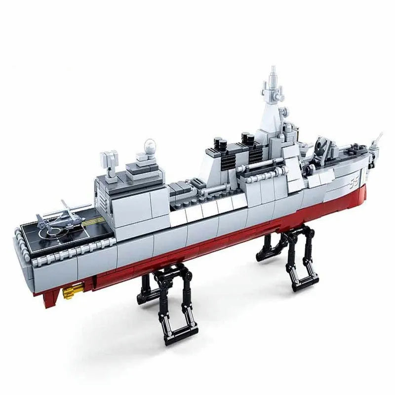 Building Blocks MOC WW2 Navy 055 Destroyer Cruiser Warship Bricks Toy - 2