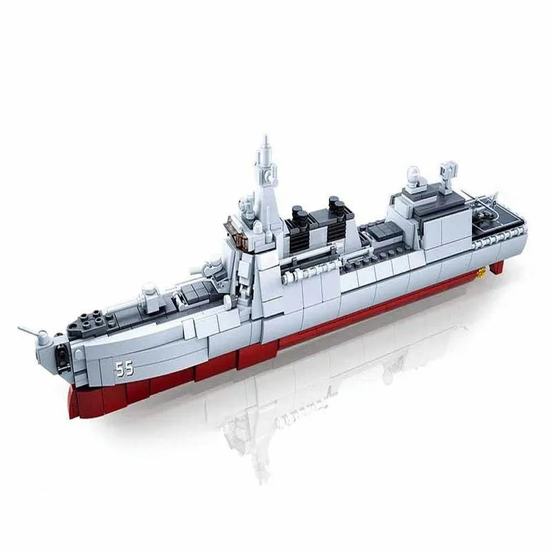 Building Blocks MOC WW2 Navy 055 Destroyer Cruiser Warship Bricks Toy - 3
