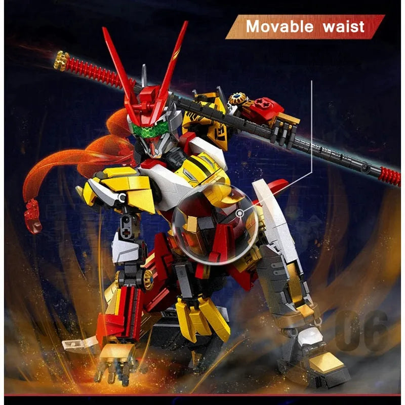 Building Blocks Monkey King Mecha Robot Cyber Wukong Bricks Toys - 5