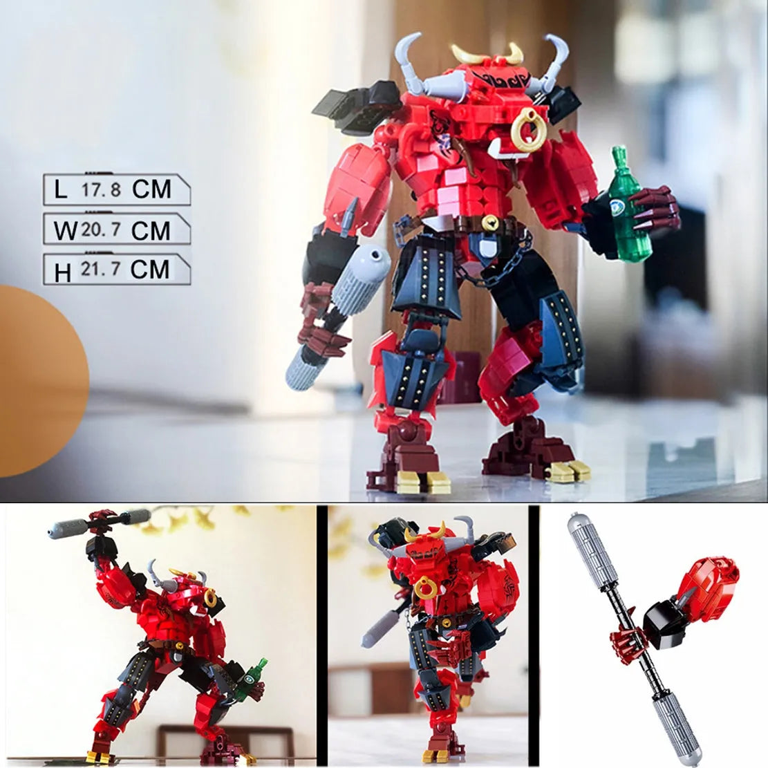Building Blocks Transformers Bull Demon Mecha Warrior Bricks Toy - 3