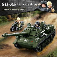 Thumbnail for Building Blocks WW2 MOC Military SU85 Tank Destroyer Bricks Toy - 8