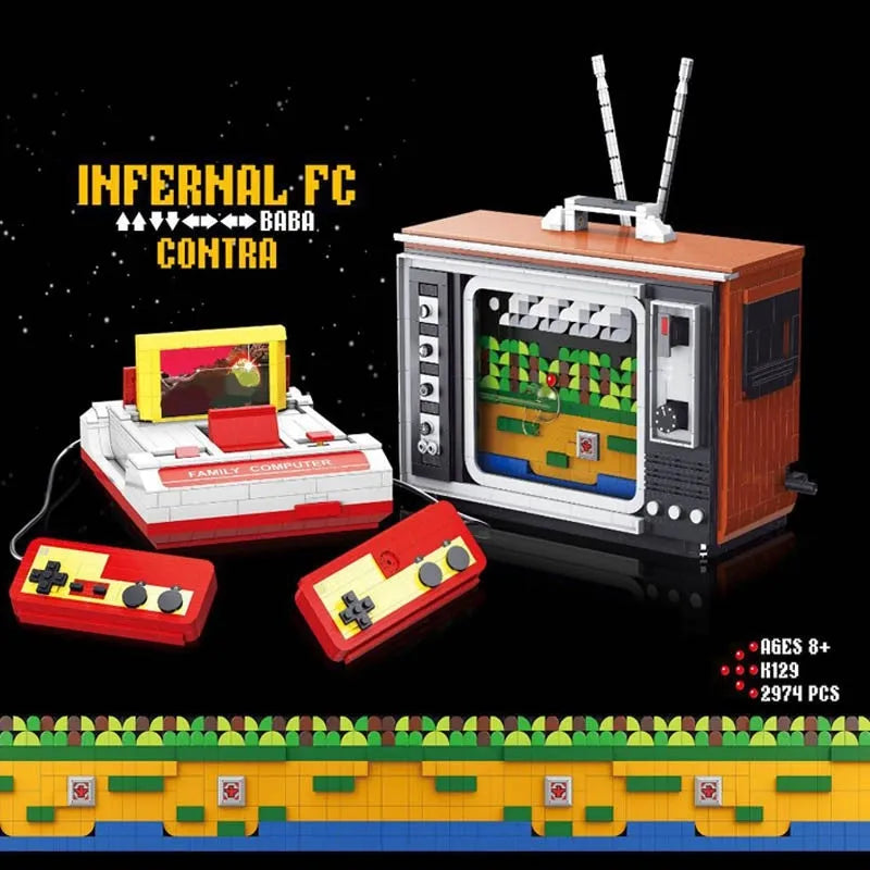 Building Blocks Creator MOC Experts Infernal FC Contra Retro TV Game Bricks Toy - 3