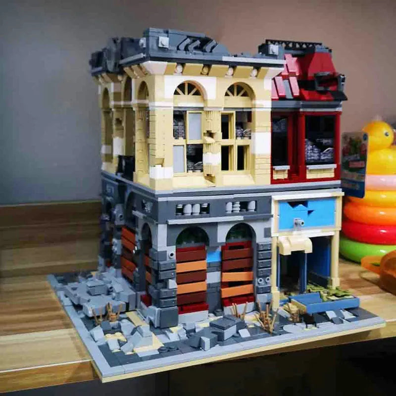 Building Blocks MOC K126 Experts Ruin City Bank Apocalypse Bricks Toys - 10