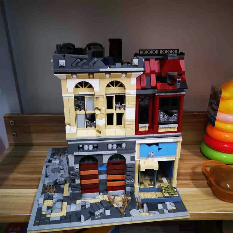 Building Blocks MOC K126 Experts Ruin City Bank Apocalypse Bricks Toys - 9