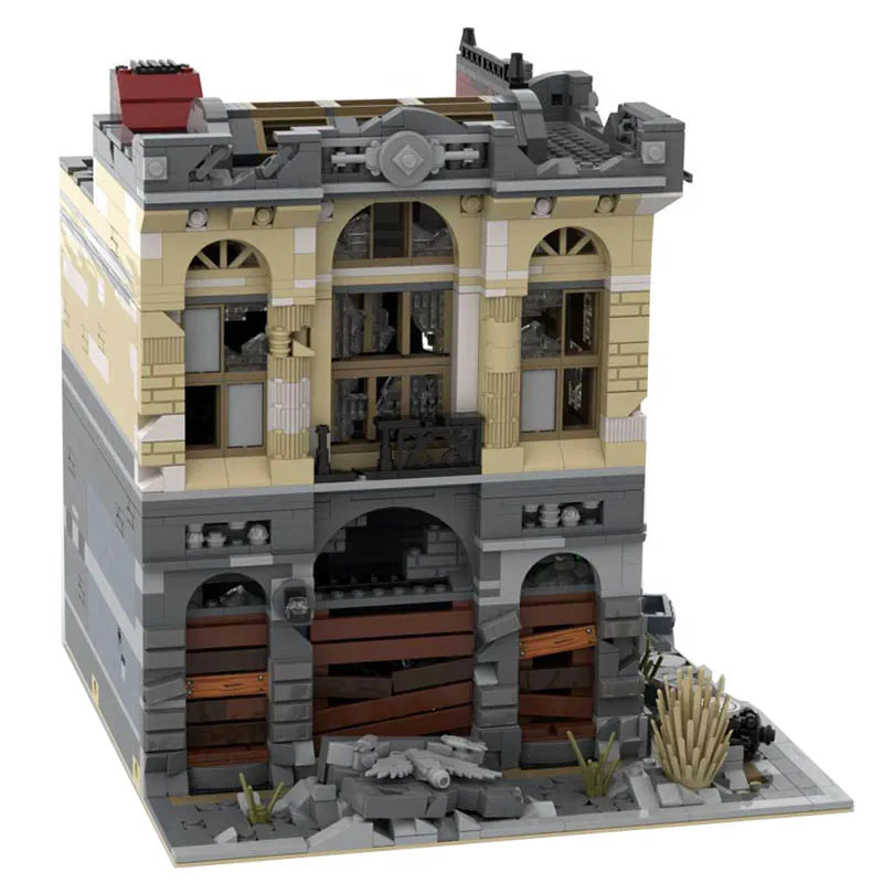 Building Blocks MOC K126 Experts Ruin City Bank Apocalypse Bricks Toys - 2