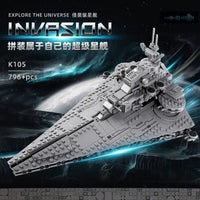 Thumbnail for Building Blocks MOC Star Warship Invasion Destroyer Ship Space Bricks Toys Construction Set Toys - 4