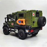 Thumbnail for Building Blocks Military Off Road Ambulance Army Rescue Vehicle Bricks Toy - 7