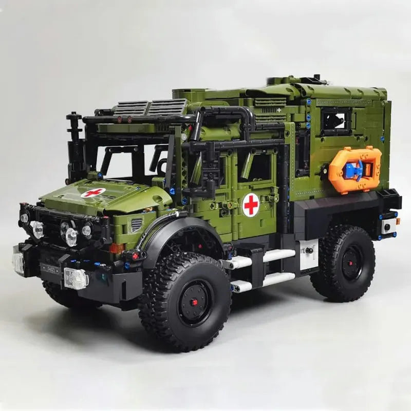 Building Blocks Military Off Road Ambulance Army Rescue Vehicle Bricks Toy - 3