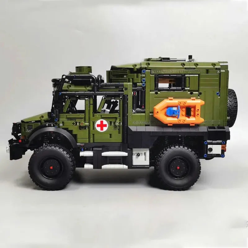 Building Blocks Military Off Road Ambulance Army Rescue Vehicle Bricks Toy - 6