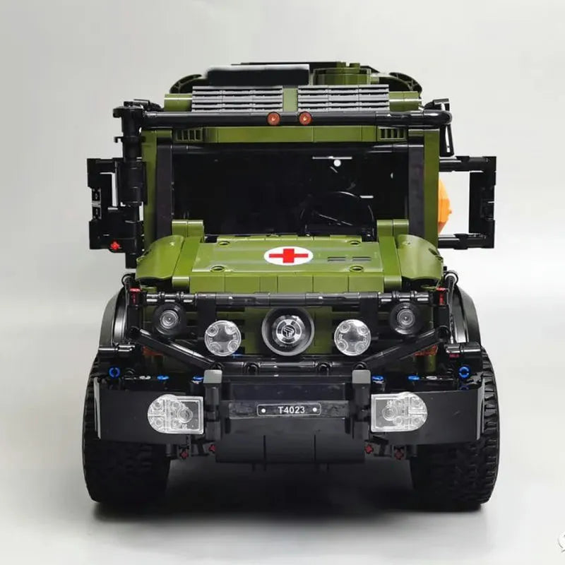 Building Blocks Military Off Road Ambulance Army Rescue Vehicle Bricks Toy Construction Set Toys - 5