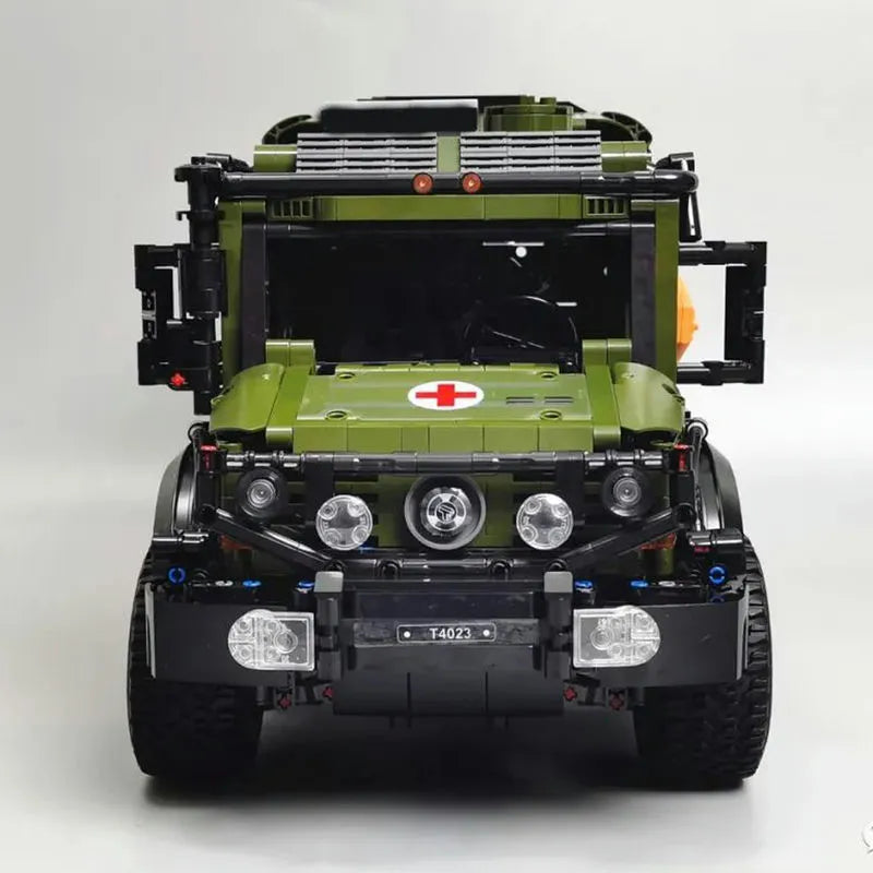 Building Blocks Military Off Road Ambulance Army Rescue Vehicle Bricks Toy - 5