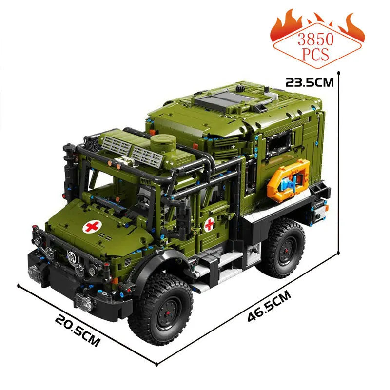 Building Blocks Military Off Road Ambulance Army Rescue Vehicle Bricks Toy - 8